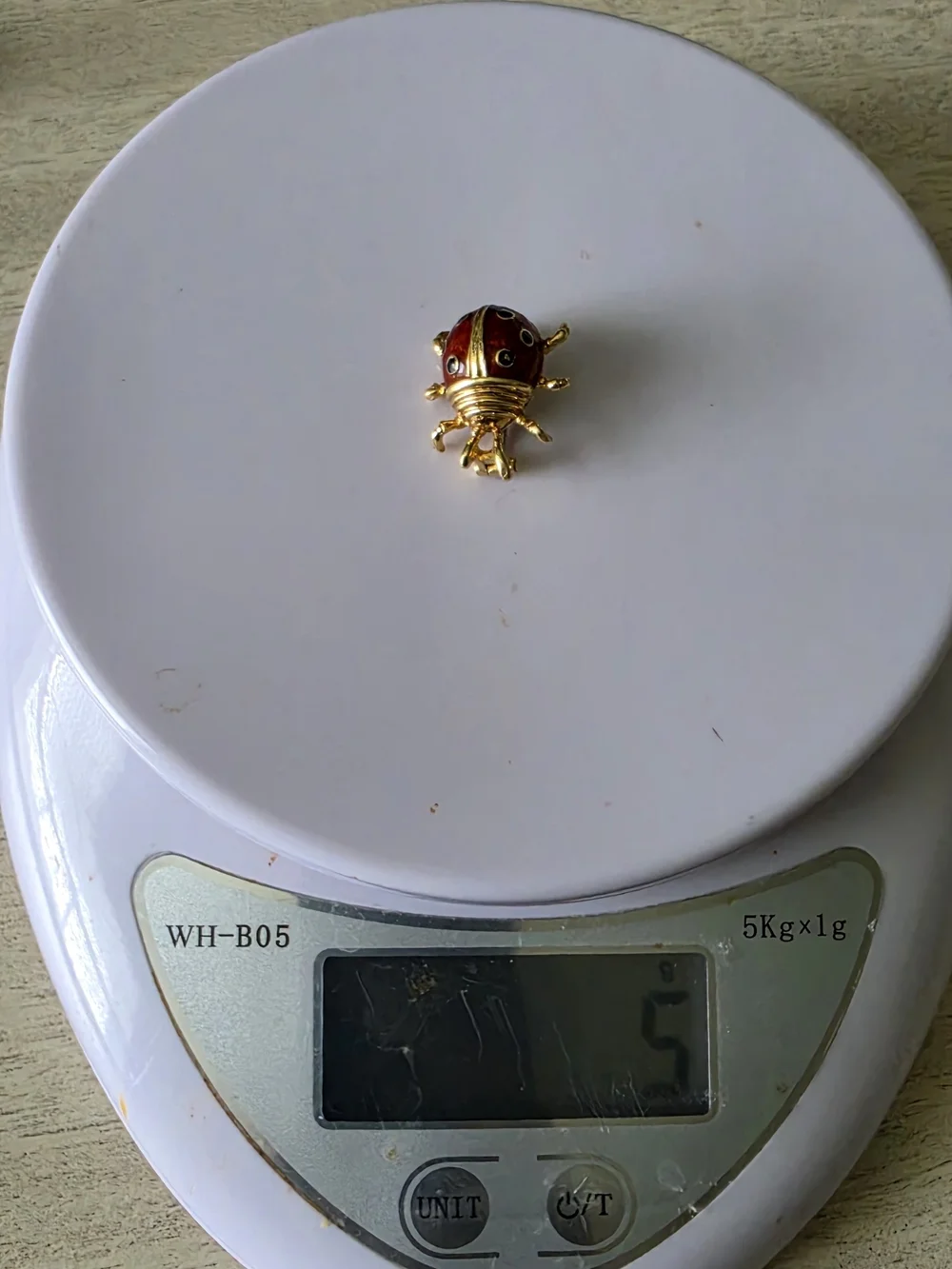 18K Yellow Gold Red Ladybug Brooch Pin - Women's Jewelry